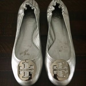 Silver Tory Burch Flats